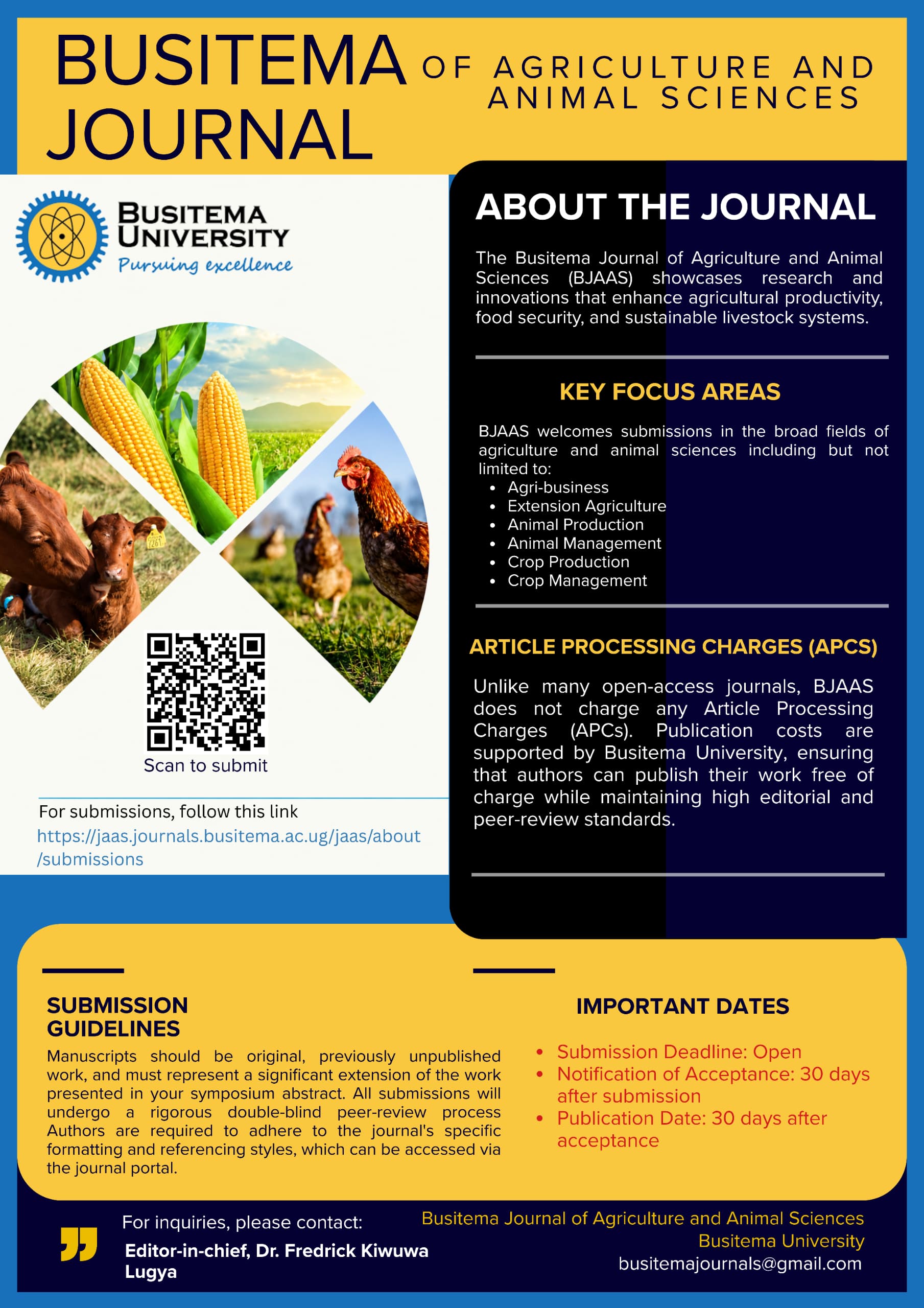 Call for Paper Manuscripts - Busitema Journal of Agriculture and Animal Sciences